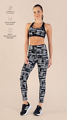 24270285 - Legging Feminina B.ON Jacquard Preta e Branca