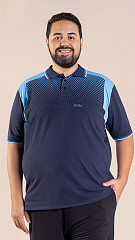 24271116 - Camisa Gola Polo Masculina B.ON Estampada Plus Size Marinho