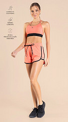 24271018 - Shorts Feminino B.ON Maratonista Coral c/ Preto