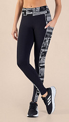 24270160 - Legging Feminina B.ON Preta c/ Recortes Jacquard