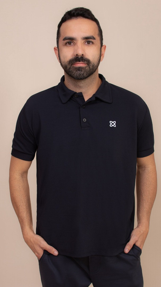 24271346  - Camisa Gola Polo Masculina B.ON Preta