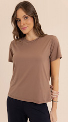 24271399 - Camiseta Feminina Basic Marrom Café