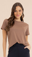 24271399 - Camiseta Feminina Basic Marrom Café