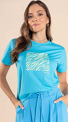 24271135 - T-Shirt Feminina B.ON Estampada Azul Cerúleo