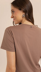 24271399 - Camiseta Feminina Basic Marrom Café