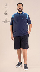 24271116 - Camisa Gola Polo Masculina B.ON Estampada Plus Size Marinho