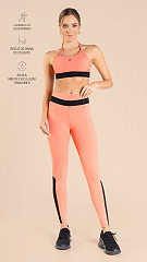 24271021 - Legging Feminina B.ON c/ Recorte Tule e Bolsos Coral