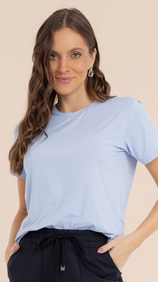 24271264 - Camiseta Feminina Basic Azul claro