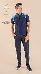 24271092 - Camisa Gola Polo Masculina B.ON Estampada Marinho