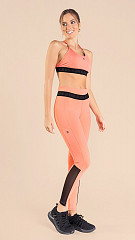 24271021 - Legging Feminina B.ON c/ Recorte Tule e Bolsos Coral