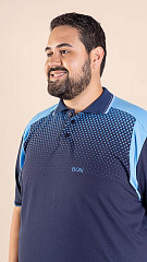 24271116 - Camisa Gola Polo Masculina B.ON Estampada Plus Size Marinho