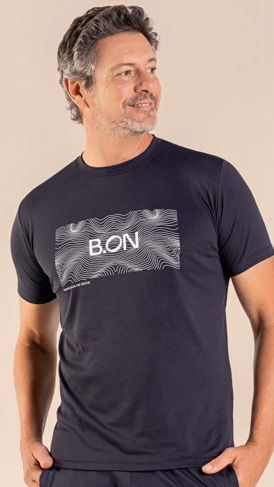 24271013 - Camiseta Masculina B.ON Estampada Preta