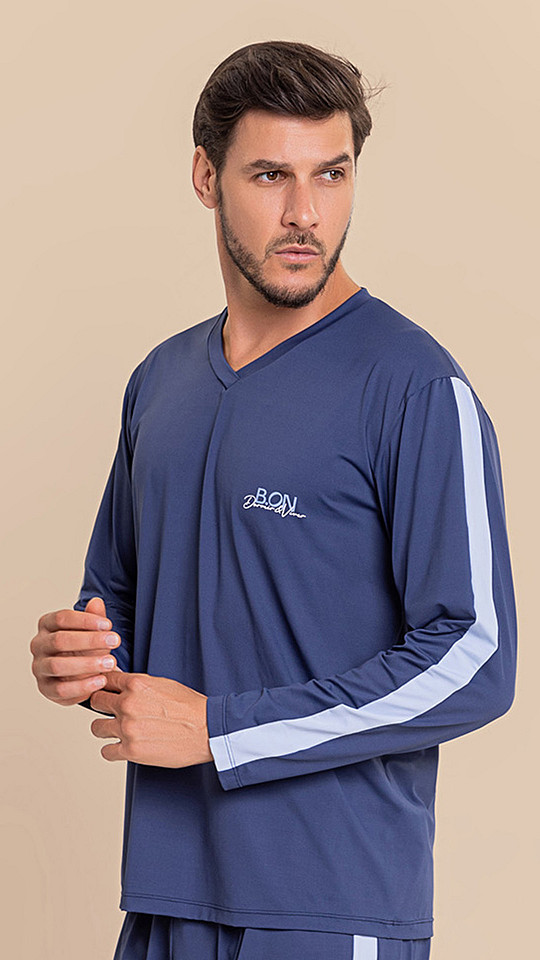 24270660 - Blusa Masculina B.ON Pijama Marinho