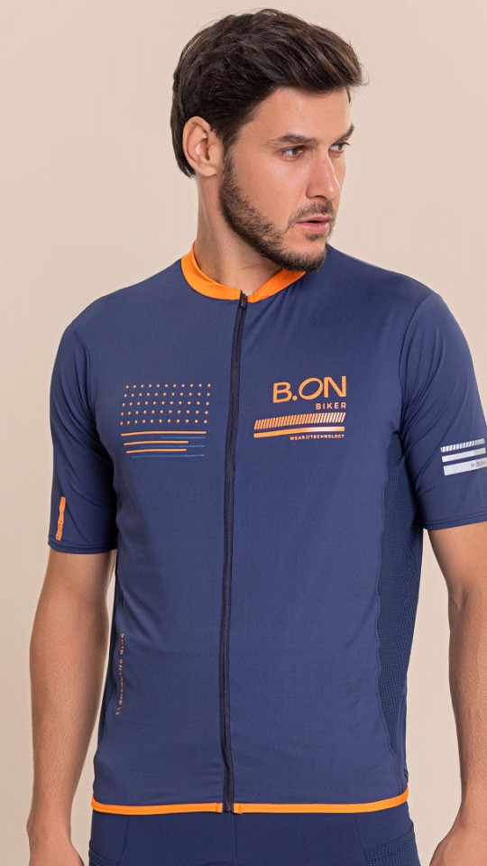 24270711 - Camisa Masculina B.ON Ciclismo Marinho c/ Laranja