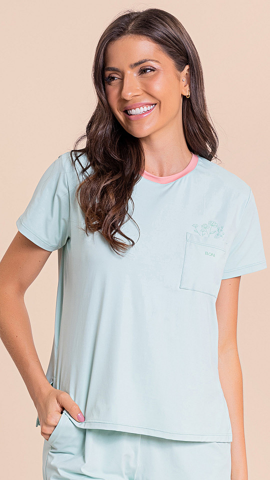 24270784 - Blusa Feminina B.ON Pijama Verde Light