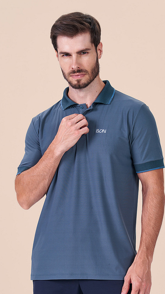 24270852 - Camisa Gola Polo Masculina B.ON Cinza