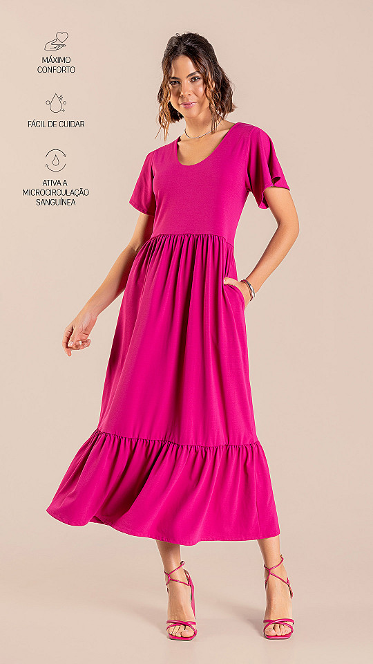 24271047 - Vestido Feminino B.ON Rosa Fúcsia